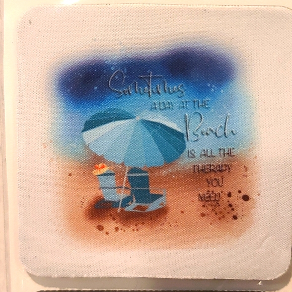 BEACH Theme NWT Beverage Coaster set of 4 for can glass bottle wine beer coffee - Picture 4 of 5